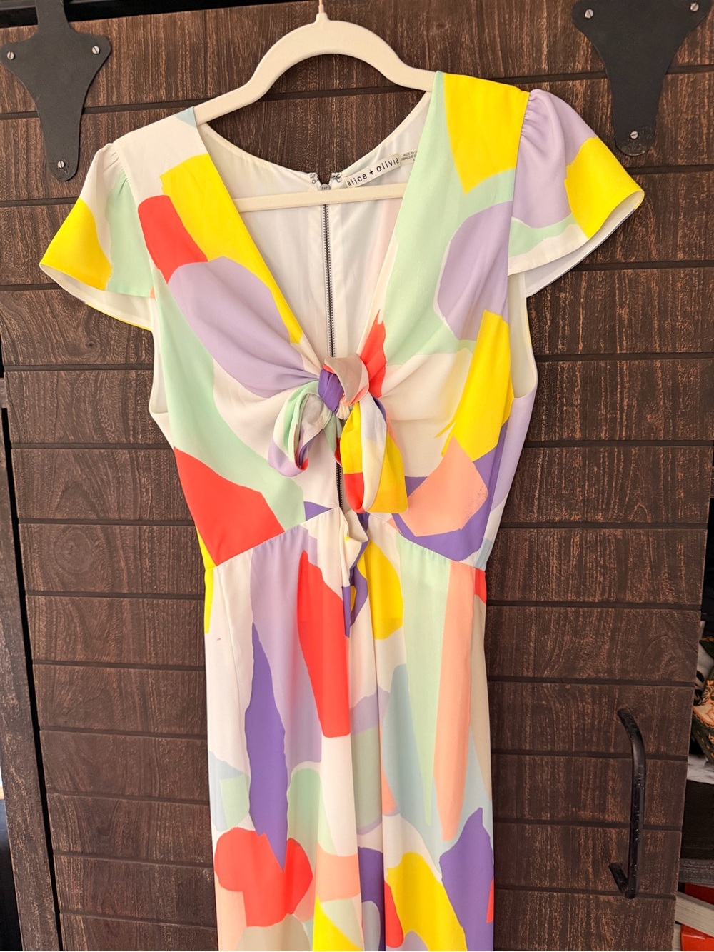 Alice + Olivia Pastel Mint and White Colorblock Jumpsuit